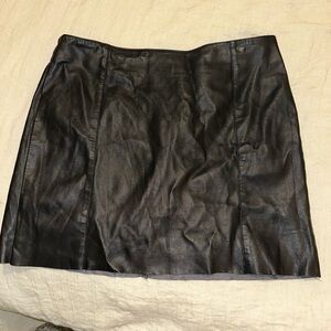 H&M Black Faux Leather Mini Skirt